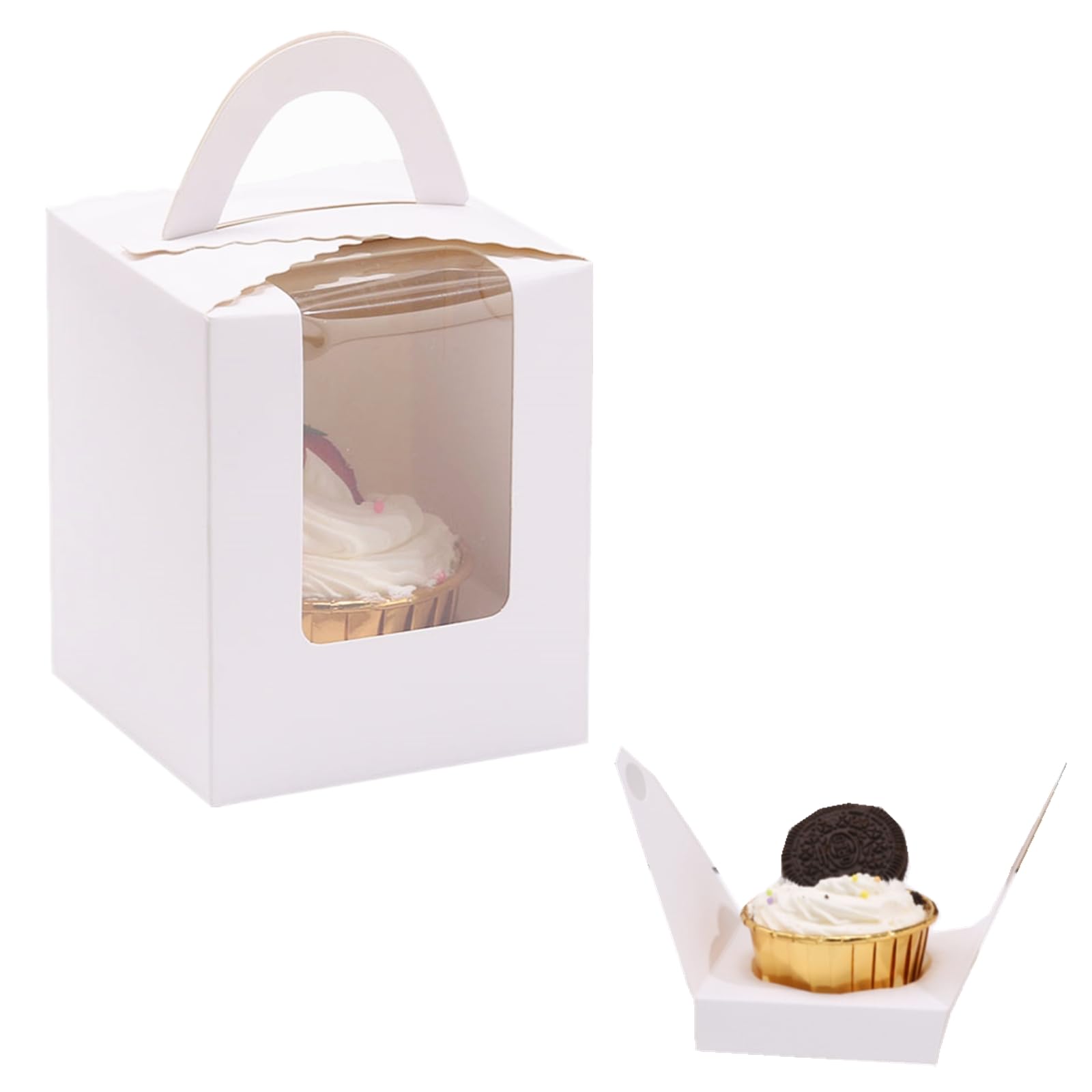 Cupcake Boxes - 100 Pack with Window -7