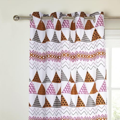Image of Homestan 100% Cotton Block Print Door Curtains 9 Feet Long Set of 2 with Stainless Steel Grommets for Home Decor (9 X 4.5 Feet, Brown)