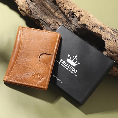 Image of Genuine Leather Bifold RFID Blocking Slim Stylish Credit Debit ATM Card Holder Wallet for Men Women (Tan)