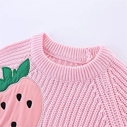 Toddler Girls Sweaters Strawberry Pattern Patch Pullover Knit Tops Girls Sweater Casual4