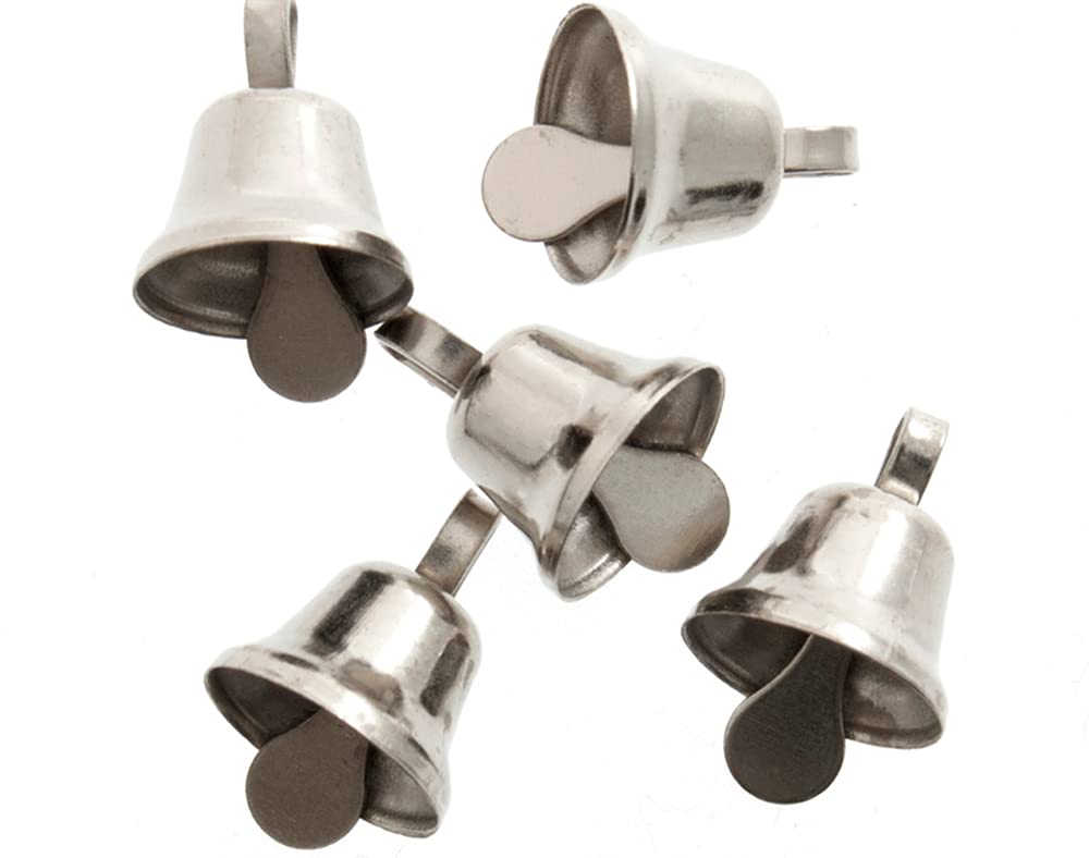 DISC - LAST FEW - 5 Silver 14mm Liberty Jingle Bells for Crafts