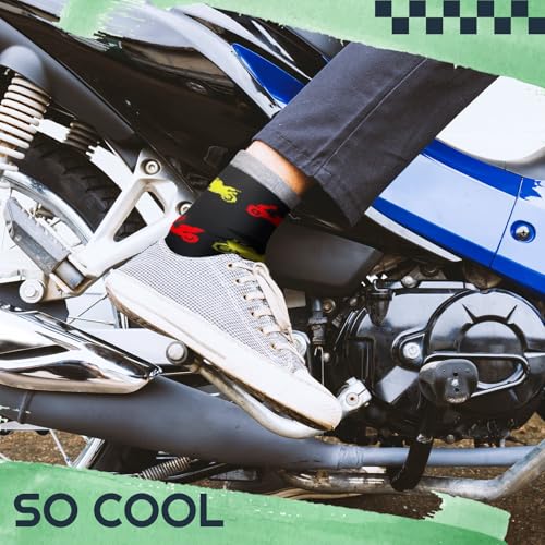 Haysandy 6 Pairs Motorcycle Socks Gifts for Men Father Friend Husband Transportation Gifts for Motorcycle Riders Motorbike Lovers Accessories