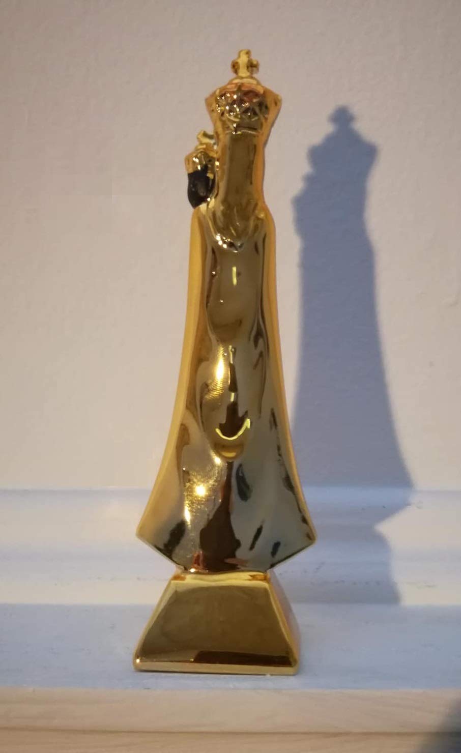 Eurofusioni Statua Madonna di Loreto Dorata e Dipinta a Mano – Madonna Nera con Bambino - H 16 cm