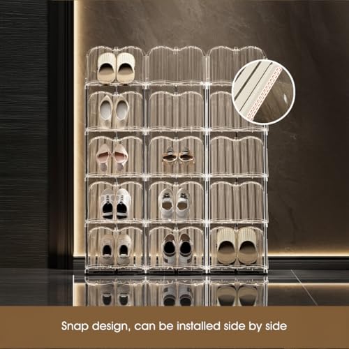Image of Cortina Shoe Rack Vertical Shoes Racks for Entryway Corner Shoe Storage Organizer for Small Spaces Transparently Tall Slim Shoe Shelf for Front Door Entrance Living Room - 6 Layer
