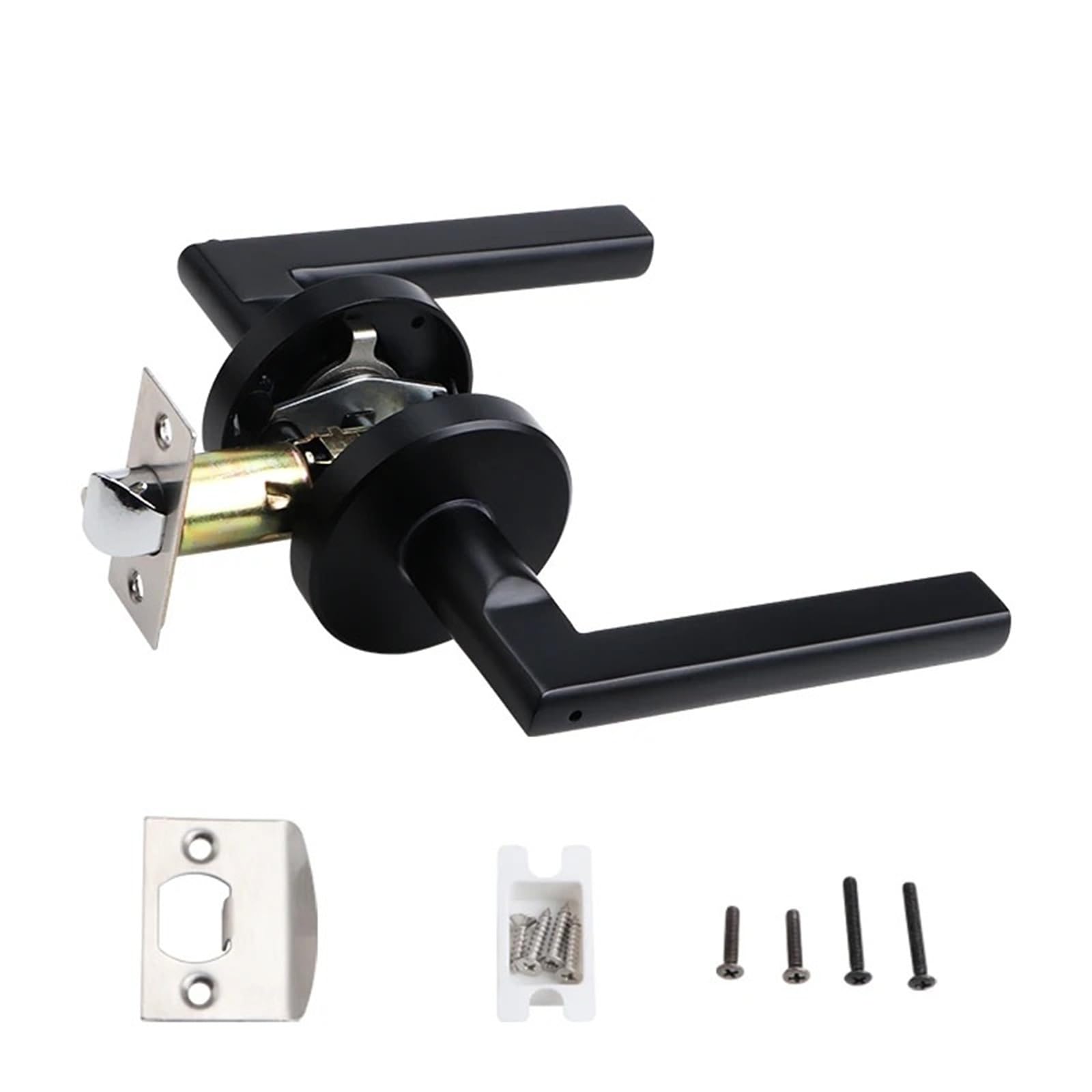 Poignée de porte noire salon et cuisine en acier inoxydable mat sans clé