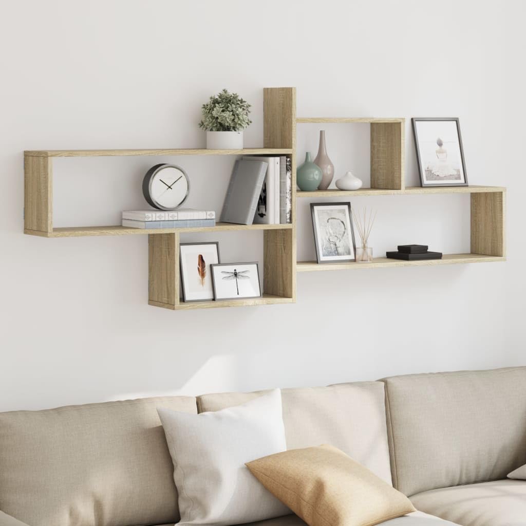 Étagère cuisine murale et salle de bain en chêne sonoma pour un rangement organisé