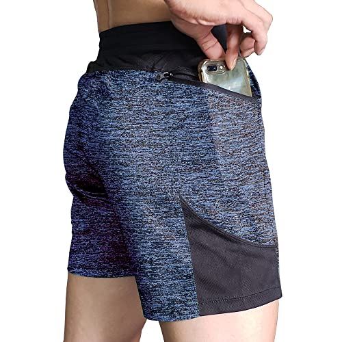 Muscle Cmdr Pantalones Cortos Deporte Hombre,Hort Gym Running para Gimnasio,Pantalón Corto Ejercicio Hombre Secado Rápido,(12,7 cm d'entrejambe) Azul L