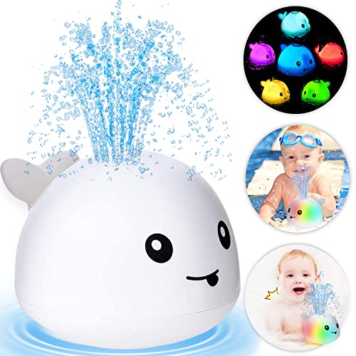 Zhenduo Baby Bath Toys, Light Up Bath Toys, Sprinkler Bathtub Toys For Toddlers Infant Kids Boys, Automatic Spray Water Bath Toy, Pool Bathroom Baby Toy (White) #TOP18
