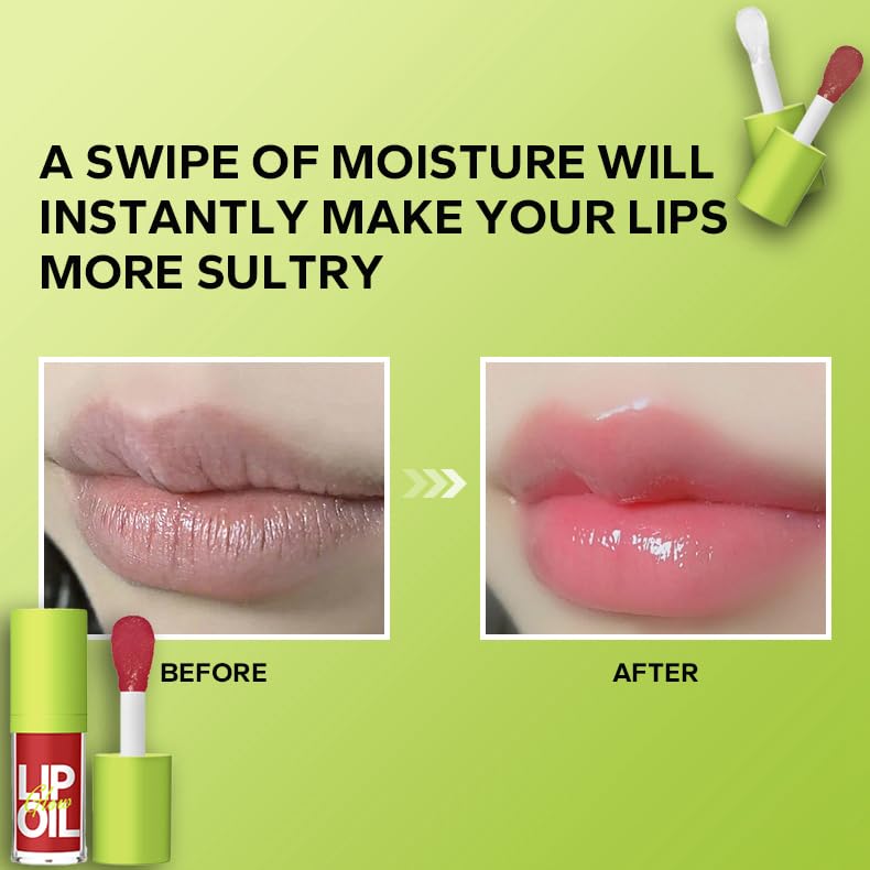 Plumping Lip Oil, Lip Gloss Crystal Jelly Lip Care Oil Moisturizing Lip Gloss Long Lasting Lip Balm, Liquid Lipsticks, Hydrating, Nourishing, High-Shine, Plumps, Smooth lightweight Texture (5#PASSION) - Image 8