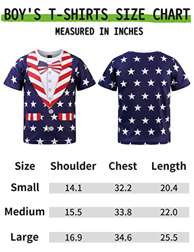Funny World Boys American Flag Shirt Patriotic 4Th Of July Shirts Kids Uncle Sam Costume Tee, Blue, Medium #TOP5