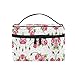 Produktbild Valentinstag Rosa Rose Makeup Tasche Organizer Kosmetikkoffer Kosmetiktasche Kulturbeutel Groß Bag für Mädchen Frauen Damen
