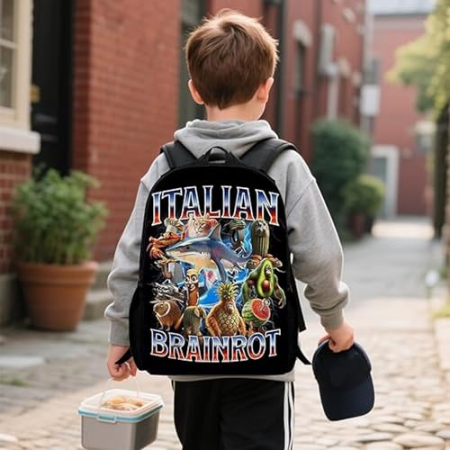 GETFACAI Italian Brainrot Backpack, Lightweight Design for Daily Use, Durable School Bag for Kids, Hiking and Travel, for New Semester, Italian Brainrot School Bag, Italian Brainrot Backpack - Image 2