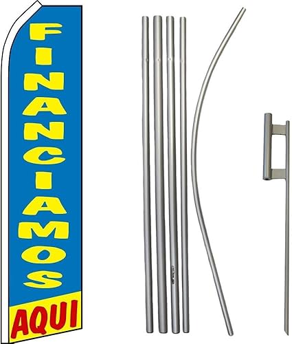 Premium Financiamos AquiSwooper Flag & 16ft Flagpole KitGround