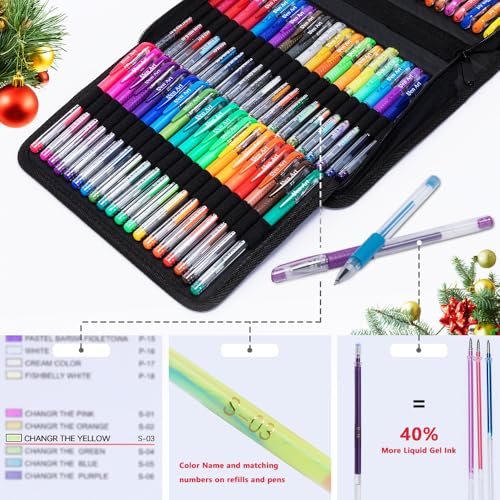 Gel Pens for Adult Coloring Books, 160 Pack with 40% More Ink Black Case Perfect for Kids Drawing Doodling Crafts Diary Planner