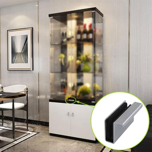 UFURMATE Glas-Fingerkantenzug, 4 Stück, Schrank-Finger-Ziehgriff, Glastür-Clips, Schrankriegel-Klemme, verdeckter Griff für Vitrinentür, Perlchrom