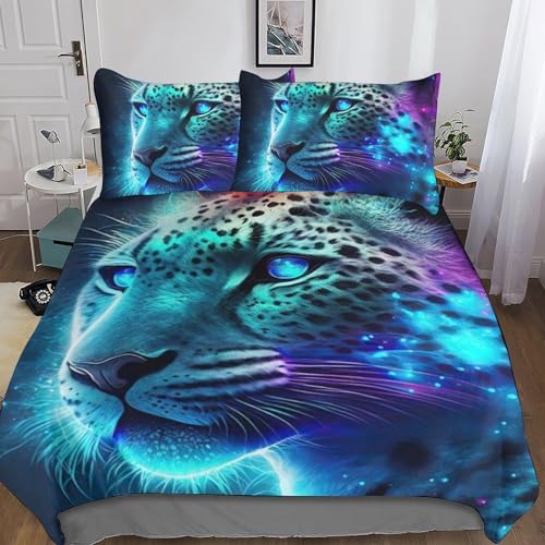 Parure de lit léopard 3 pièces en microfibre zippée et résistante 220x240cm