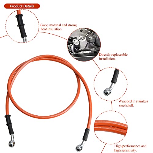 Zyhw Motorcycle Brake Line, 110Cm/43.31"Universal Hydraulic Clutch Oil Pipe, Motocross Stainless Steel Braided Accessories For Bikes Enduro Motocross Street Bikes(Orange) #TOP4