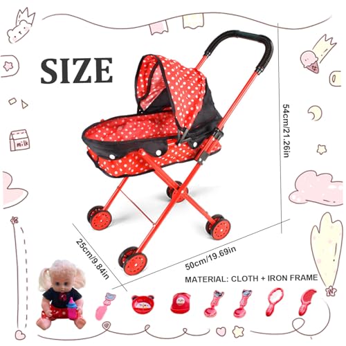 Muñeca bebé interactiva con cochecito suave para abrazar y cuidar con amor 2