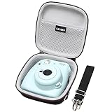 LTGEM Case Compatible with Fujifilm Instax Mini 12/11 / 10/9 / 8/7 / 7+ Instant Camera and FUJIFILM Instax Mini Instant Flim with Shoulder Strap, Black(Case Only)