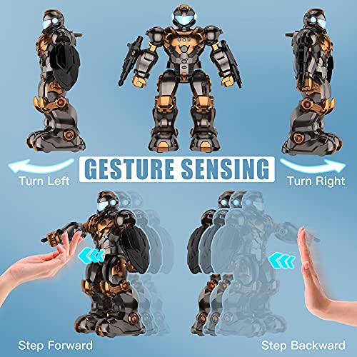 Robot Toys for Kids Ages 5 6 7 8 9 10, Programmable Smart RC Robot with 2.4Ghz Remote Controller, Gesture Sensing Chargeable Robotics Kit for Boys Girls Birthday Gift (Matte Metallic)
