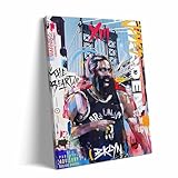 B.B.F MAKE Basketball Sports Canvas Wall Art James Harden Framed Poster Wall Decor Graffiti Print For Kids Teen Gift Inspirational NBA Star Pictures for Living Room Bedroom Home Decoration, 8x10in