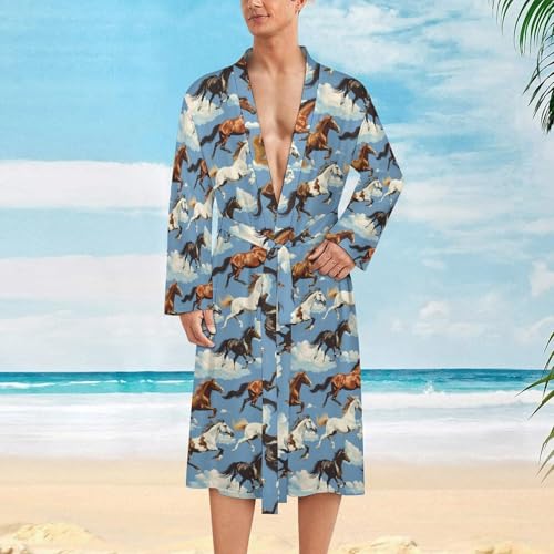 Horse Racing Funny Men's Robe Soft Lightweight Bathrobe Long-sleeve Spa Robes2