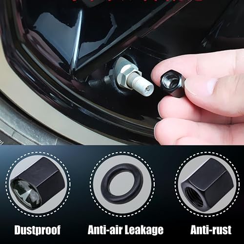 TACTILIAN Red Tire Valve Stem Caps for Tesla Model 3, S, X, Y | Leakproof Aluminum Tire Valve Caps with Rubber O-Rings Compatible with Tesla Car Accessories | Tire Valve Stem Covers Tire Caps 4 Pack