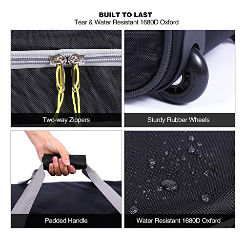 CAMPMOON Folding Wheeled Rolling Duffle Bag for Camping Travel, Lightweight Large Duffel Bag with Wheels and Pull Handle , Grey, 30 Inch