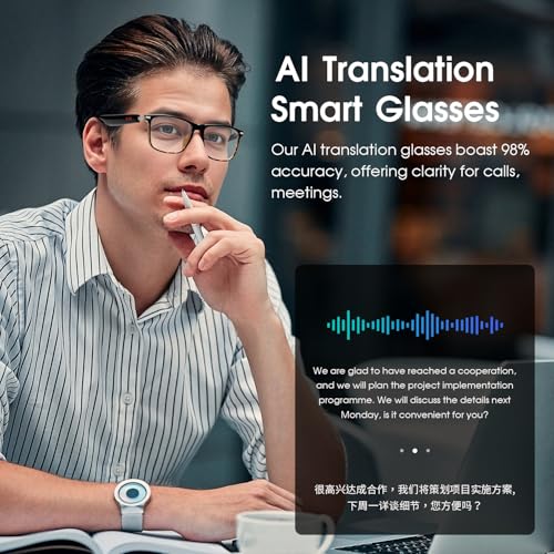 padom AI Smart Glasses for Men & Women, Bluetooth Smart Glasses with 165+ Languages, Photochromic Lenses, AI Assistant, Touch Control & IPX5 Water-Resistant for Travel & Work(Blue) - image 6