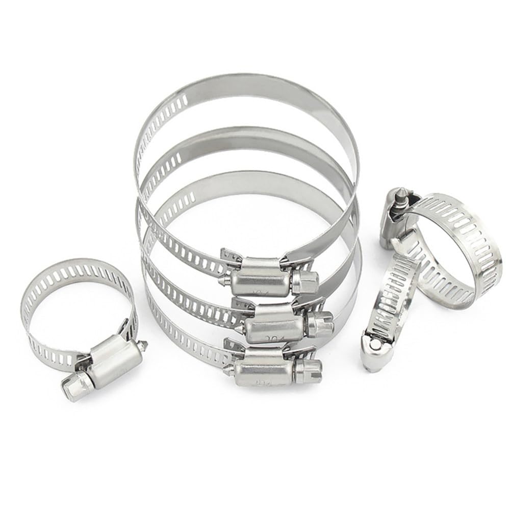 Jubilee Clips Rohrschelle 10 Stück Verstellbare Edelstahl-Schraubband-Schlauchschellen Auto-Kraftstoffschlauchschellen Schneckengetriebe-Clip-Zange Werkzeuge (13 mm 19 mm)