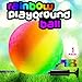 PlayBolt Rainbow Playground Ball - 8.5Inch (Pack of 1) Rubber Bouncy Inflatable Balls for Kids and Adults, Indoor and Outdoor Games, Kickball, Dodgeball, Four Square, and More