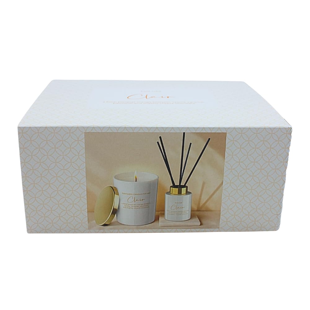 Dekohelden24 Set regalo di alta qualità con candela profumata e diffusore, regalo pronto per donne, set regalo per donne, candele regalo di alta qualità, 23 x 17 x 10 cm (lunghezza x larghezza x