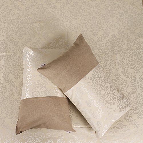 Image of Cotton Jacquard Double Bed Cover King Size /Cream Bed Sheet with 2 Pillow Cover Set (Cream, Double)