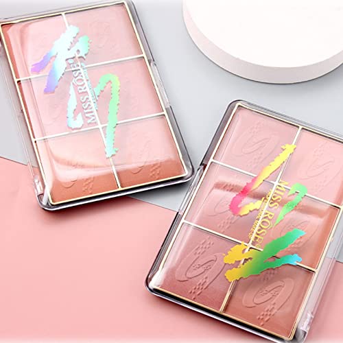 Meicoly 6 Colors Face Blush Palette, Bright Blush Cheek Makeup Shimmer Matte Mineral Blusher Powder Set Contour And Highlight Blush Palette With Brush Rubores De Maquillaje,01 #TOP6
