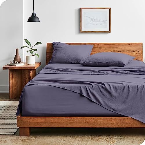 Bare Home Sandwashed Queen Sheet Set - Premium 1800 Ultra-Soft Microfiber Queen Bed Sheets - Incredible Softness - Deep Pocket - Bedding Sheets & Pillowcases (Queen, Sandwashed Dusty Purple)