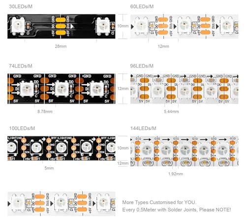 Tira LED WS2812B direccionable 2m 60 LEDs IP30 miniatura 2