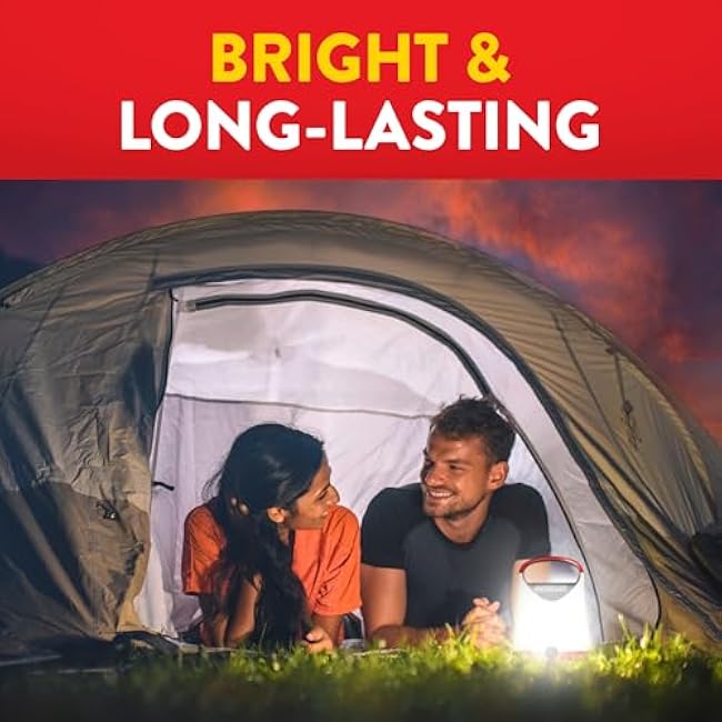 Eveready LED Camping Lantern X-250 (2-Pack), Super Bright Tent Lights, Rugged Water Resistant LED Lanterns, 100 Hour Run-time (Batteries Included), Red and Black