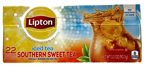 Lipton Southern Sweet Tea Iced Tea Drink Mix 22 Family Size Tea Bags 90.7g Box
