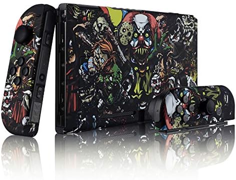 eXtremeRate Soft Touch Grip Back Plate for Nintendo Switch Console, NS Joycon Handheld Controller Housing with Full Set Buttons, DIY Replacement Shell for Nintendo Switch - The Scary Party - 2