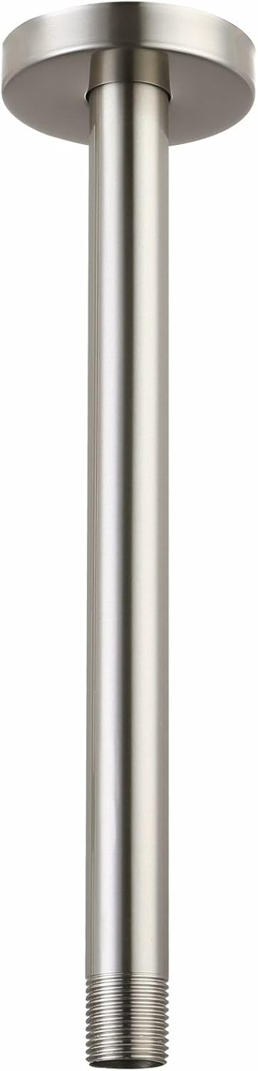 Voolan Shower Arm with Flange, Ceiling Mounted Fixed Shower Pipe, Bathroom Straight Rain Shower Replacement Arm, Universal Connection 1/2 NPT (16 Inch, Matte Black)