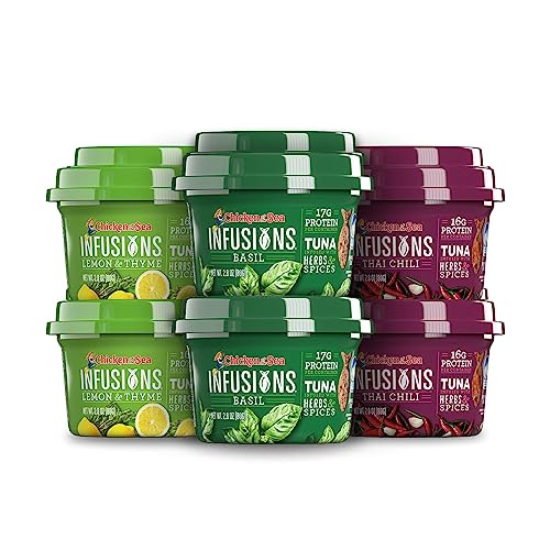 Chicken of the Sea Infusions Tuna, 2.8 Ounce Cups (Pack of 6), 3 Flavor Variety Pack, Wild Caught Tuna