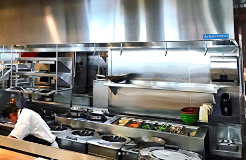 Stainless Steel Commercial Exhaust Only Hood System, Includes Stainless Steel Exhaust Only Hood, Rooftop Exhaust Fan, And Roof Curb (5' Wall Exhaust Only Hood & Fan) #TOP1