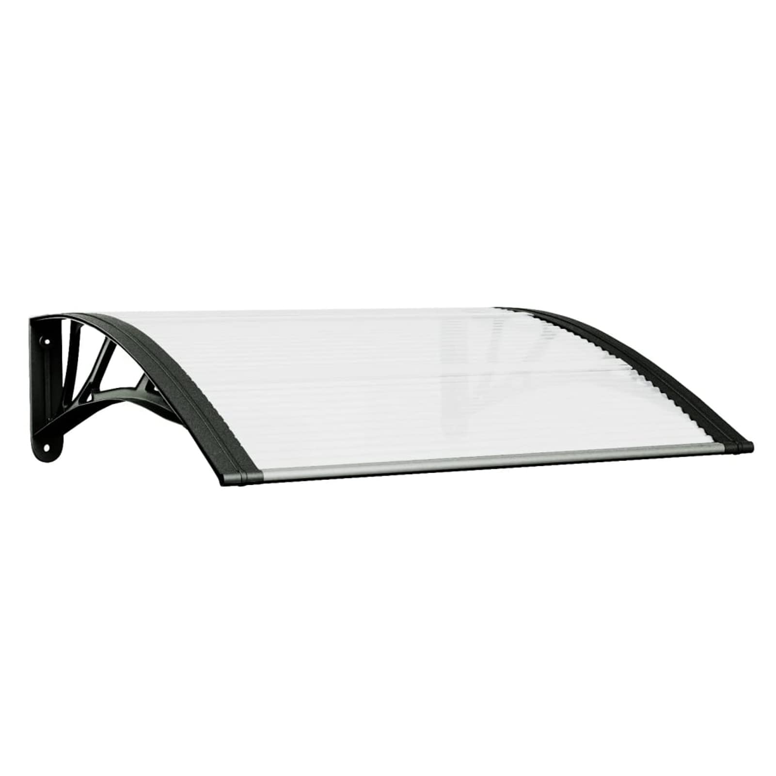 Marquesina Puerta policarbonato Negro y Transparente 80x80 cm, Marquesina Puerta Exterior, Tejadillo De Protección Marquesina, Marquesina para Ventanas, Tejadillo De Exterior Teja