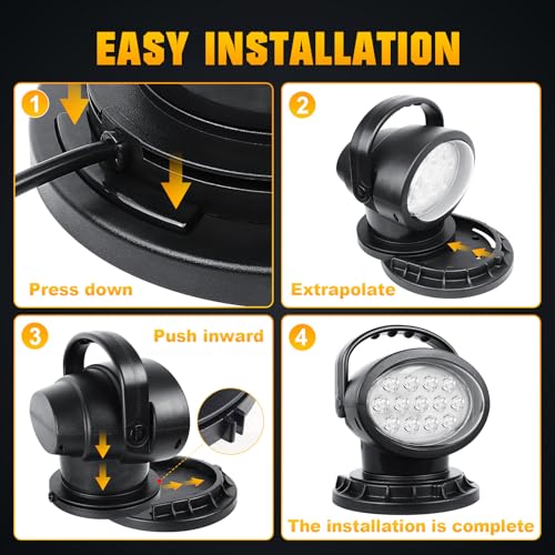 RIGIDON Led arbeitsscheinwerfer mit magnetfuß, 38W Led suchscheinwerfer 12V mit fernbedienung, Spot offroad scheinwerfer für Auto SUV ATV Traktor LKW KFZ 4x4 Boot, 6000K Weiß arbeitslicht