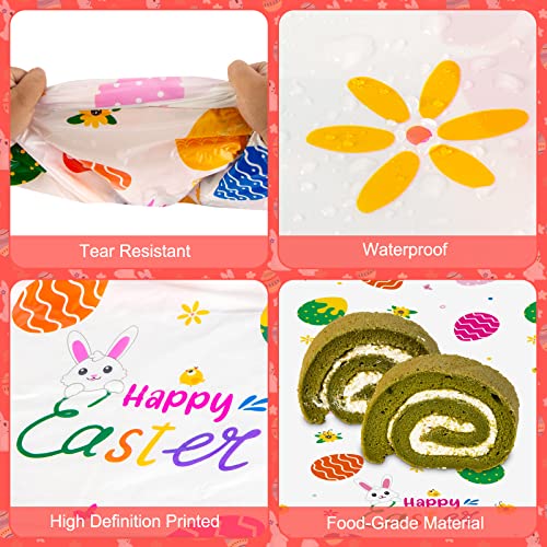 Image of 3 Pcs Easter Tablecloth-Happy Easter Bunny Table Cover, Disposable Plastic Rectangle Easter Colorful Eggs Table Cloth for Spring Easter Day Table Decorations and Party Supplies, 54 x 108 Inch