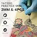 Tattoo Practice Skin Transfer Paper Tool Kit - 110Pcs with Fake Skin, Transfer Stencil Papers, Transfer Gel, Blue Soap, Tattoo Ink, Ink Caps Complete Tattoo Supplies Kit for Artists & Beginners