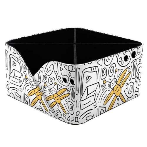 Porte-stylos rectangulaire Doodle Libellule multi-compartiments pour cosmétiques et feutres