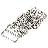 20 Stück silberne rechteckige Metall-D-Ringe mit Gürtelschnalle, 25 mm Gurtversteller.