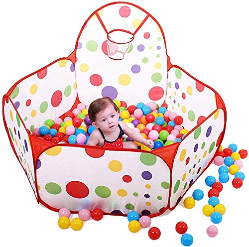 Image of BabyGo Kids Dotted Basketball Pool for Kids Play Tent House for 2+ Year Old Girls and Boys (Mutlicolor)