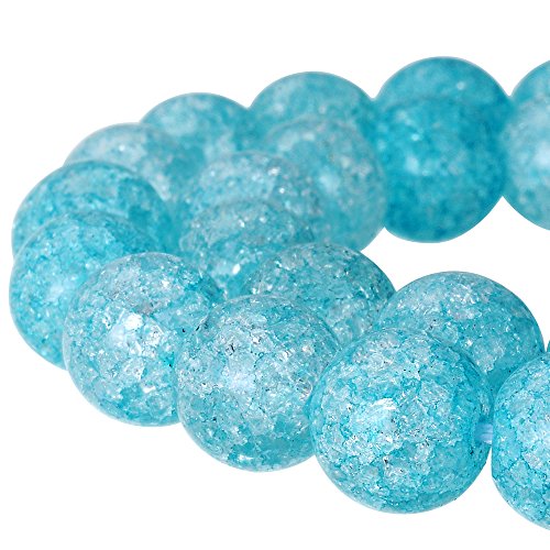 RUBYCA Round Crackle Druk Czech Crystal Pressed Glass Beads for Jewelry Making 10mm Strand (Blue)
